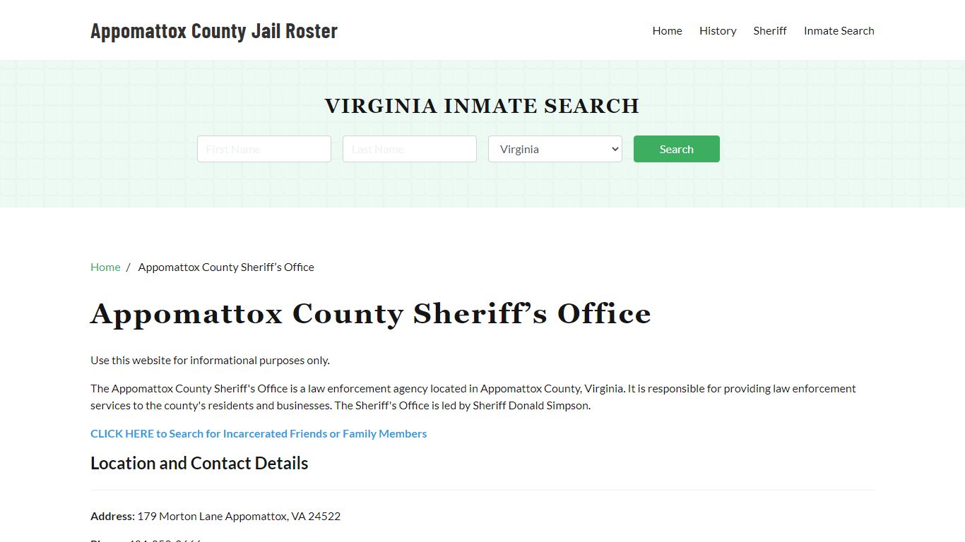 Appomattox County Sheriff Office, VA, Arrest Warrants Search