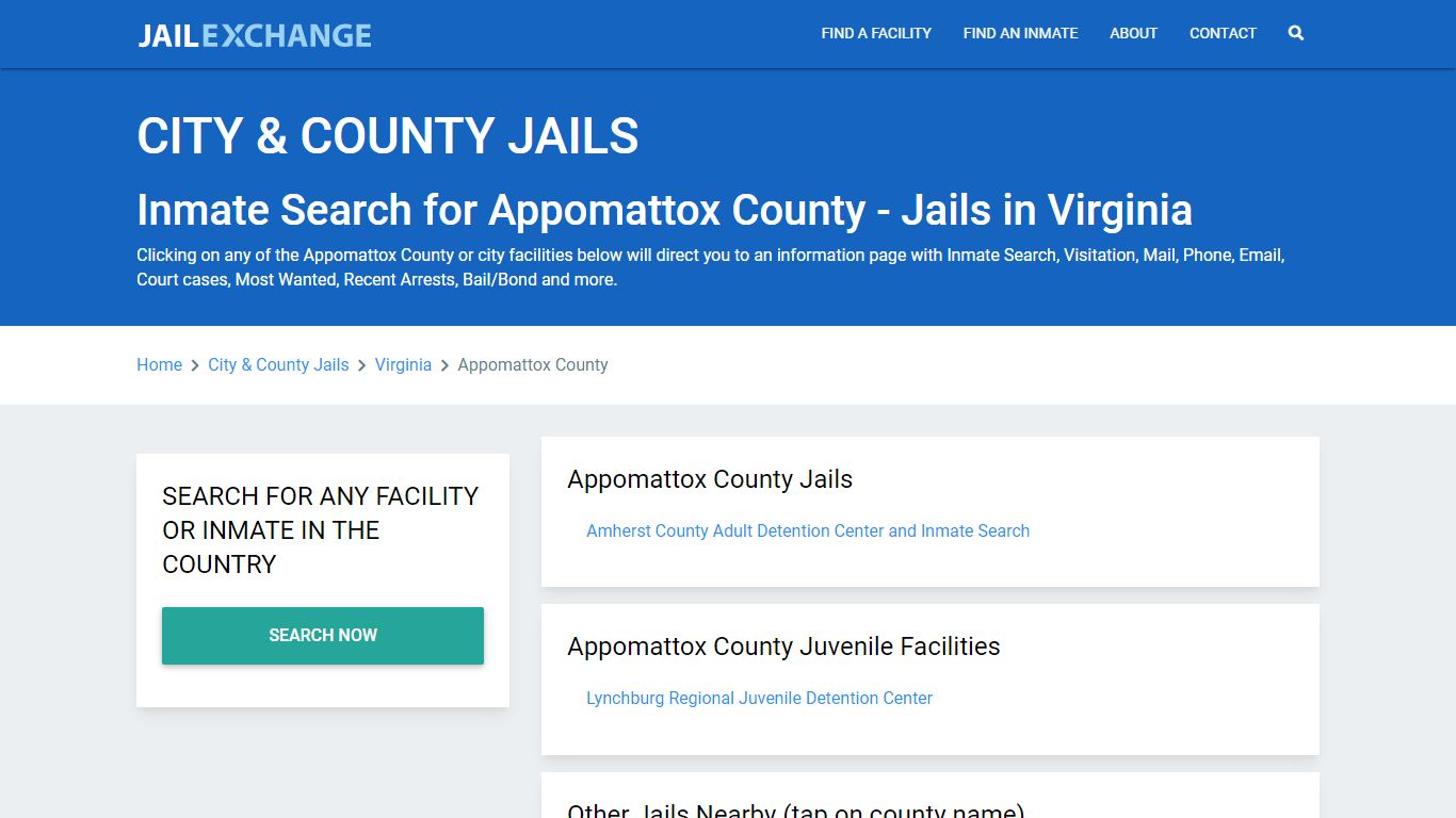 Inmate Search for Appomattox County | Jails in Virginia - Jail Exchange